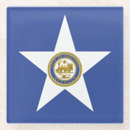 Glazen onderzetter met vlag van Houston, Verenigde