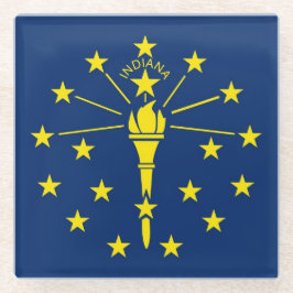 Glazen onderzetter met vlag van Indiana, Verenigde