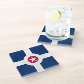 Glazen onderzetter met vlag van Indianapolis, VS (Schuin)