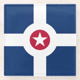 Glazen onderzetter met vlag van Indianapolis, VS