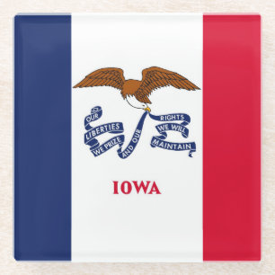 Glazen onderzetter met vlag van Iowa, VS