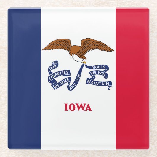 Glazen onderzetter met vlag van Iowa, VS (Voorkant)
