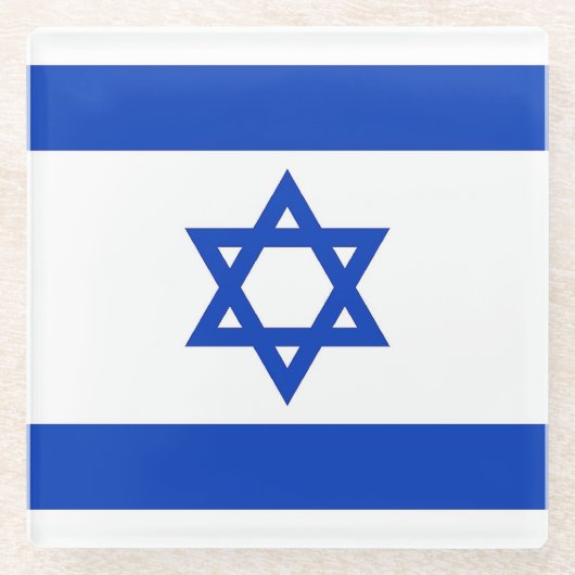 Glazen onderzetter met vlag van Israël (Voorkant)