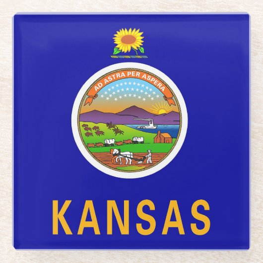 Glazen onderzetter met vlag van Kansas, VS (Voorkant)