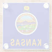 Glazen onderzetter met vlag van Kansas, VS (Achterkant)