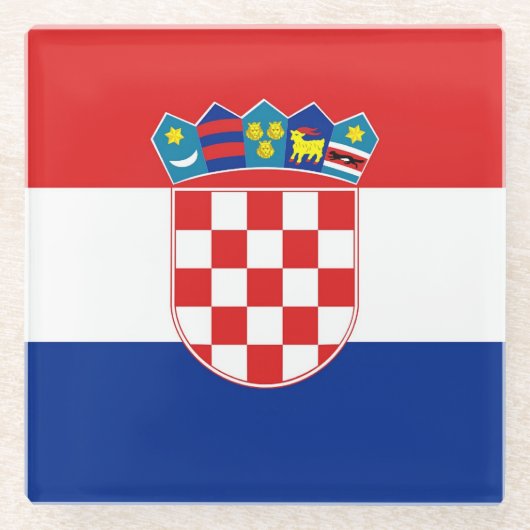 Glazen onderzetter met vlag van Kroatië (Voorkant)