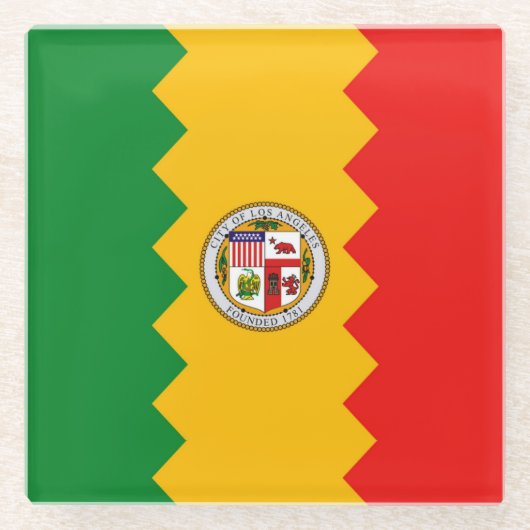 Glazen onderzetter met vlag van Los Angeles, VS (Voorkant)