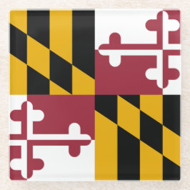 Glazen onderzetter met vlag van Maryland, USA