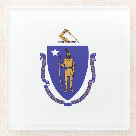 Glazen onderzetter met vlag van Massachusetts, Ver (Voorkant)