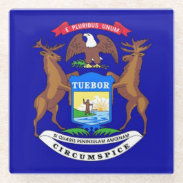 Glazen onderzetter met vlag van Michigan, VS