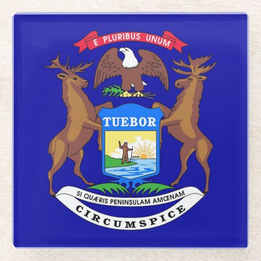 Glazen onderzetter met vlag van Michigan, VS (Voorkant)