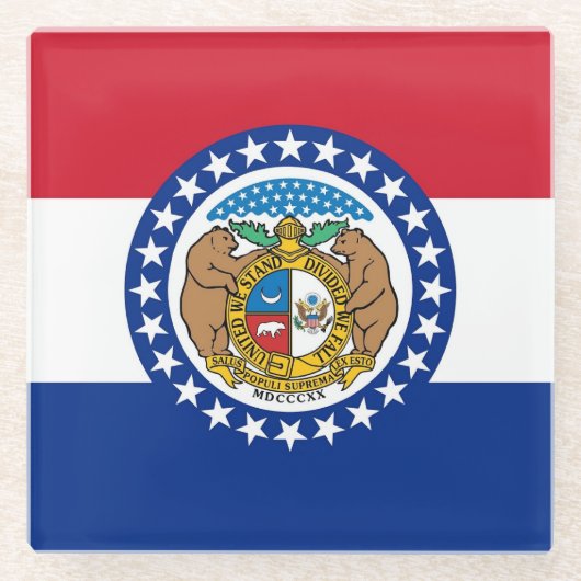 Glazen onderzetter met vlag van Missouri, Verenigd (Voorkant)