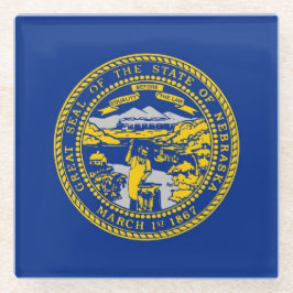 Glazen onderzetter met vlag van Nebraska, VS