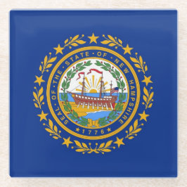 Glazen onderzetter met vlag van New Hampshire, USA