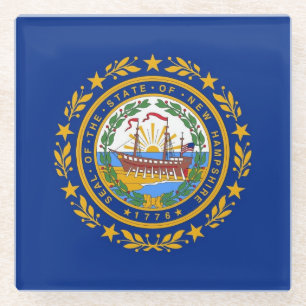 Glazen onderzetter met vlag van New Hampshire, USA