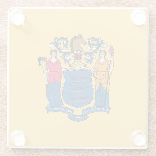 Glazen onderzetter met vlag van New Jersey, Vereni (Achterkant)