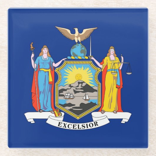 Glazen onderzetter met vlag van New York, VS (Voorkant)