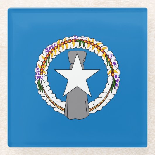 Glazen onderzetter met vlag van Noordelijke Marian (Voorkant)