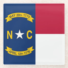 Glazen onderzetter met vlag van North Carolina, Ve
