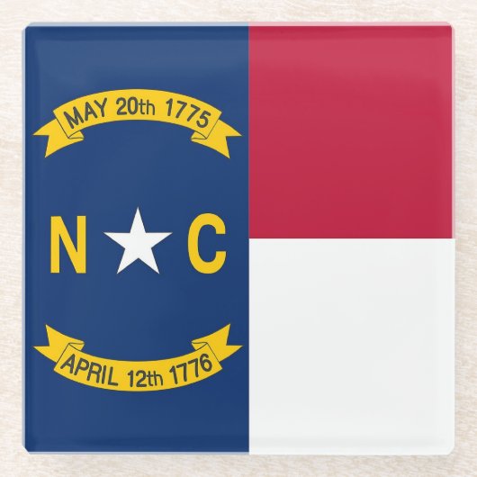 Glazen onderzetter met vlag van North Carolina, Ve (Voorkant)