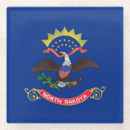 Glazen onderzetter met vlag van North Dakota, VS