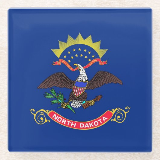 Glazen onderzetter met vlag van North Dakota, VS (Voorkant)