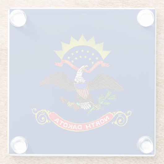 Glazen onderzetter met vlag van North Dakota, VS (Achterkant)