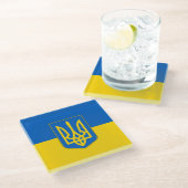 Glazen onderzetter met vlag van Oekraïne (Schuin)