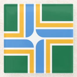 Glazen onderzetter met vlag van Portland, VS