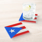 Glazen onderzetter met vlag van Puerto Rico, Veren (Schuin)