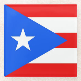 Glazen onderzetter met vlag van Puerto Rico, Veren