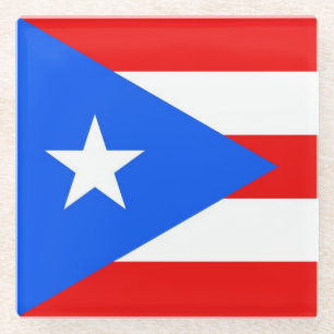 Glazen onderzetter met vlag van Puerto Rico, Veren