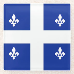 Glazen onderzetter met vlag van Quebec, Canada