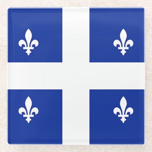 Glazen onderzetter met vlag van Quebec, Canada (Voorkant)
