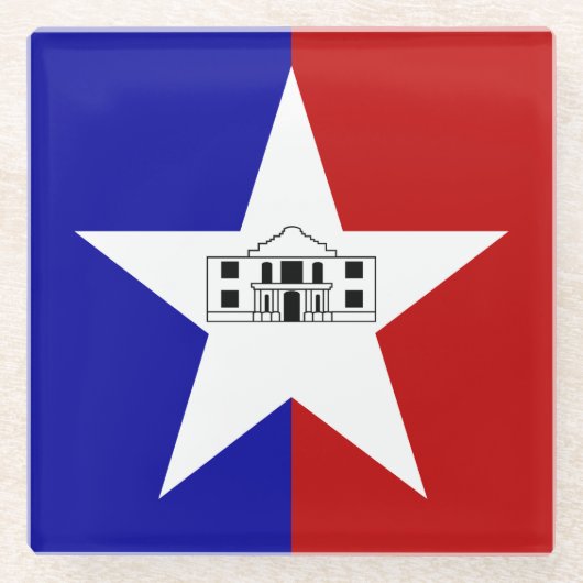 Glazen onderzetter met vlag van San Antonio, USA (Voorkant)
