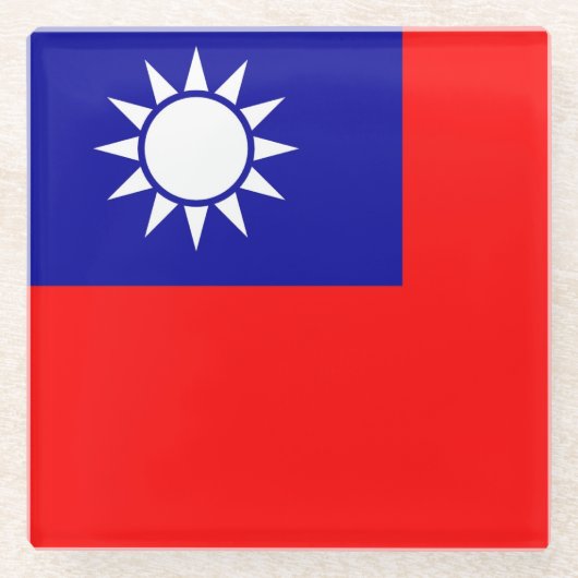 Glazen onderzetter met vlag van Taiwan (Voorkant)