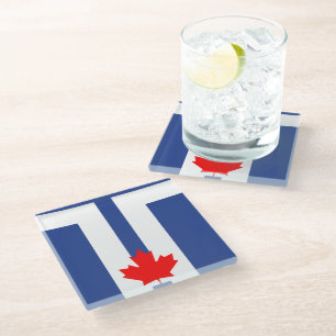 Glazen onderzetter met vlag van Toronto, Canada