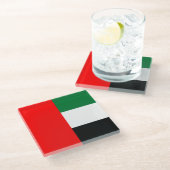 Glazen onderzetter met vlag van UAE (Schuin)