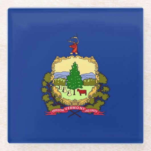 Glazen onderzetter met vlag van Vermont State, Ver (Voorkant)