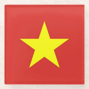 Glazen onderzetter met vlag van Vietnam