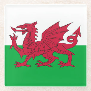 Glazen onderzetter met vlag van Wales, VK