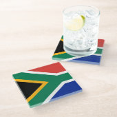 Glazen onderzetter met vlag van Zuid-Afrika (Schuin)