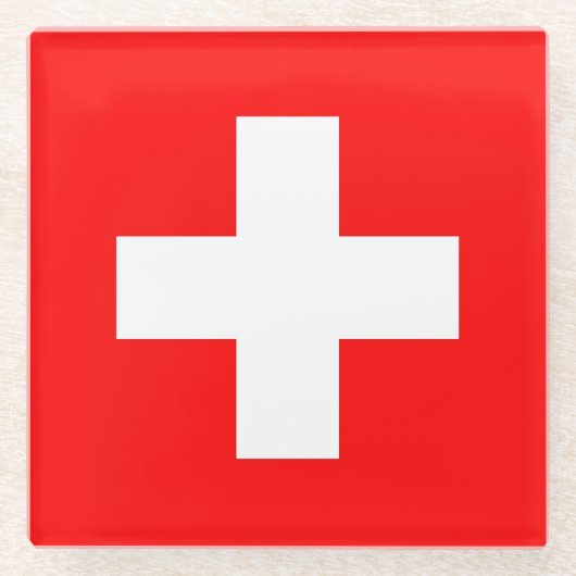 Glazen onderzetter met vlag van Zwitserland (Voorkant)