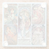Glazen ONDERZETTER - Mucha Women Collage #C1 (Achterkant)