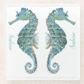 Glazen Onderzetter - Nautisch zeepaardje (Voorkant)