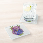 Glazen Onderzetter - Paarse Iris Waterverf (Schuin)