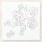 Glazen Onderzetter - Paarse Pansies (Achterkant)