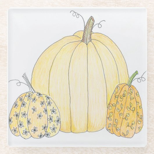 Glazen Onderzetter pompoen Trio (Voorkant)