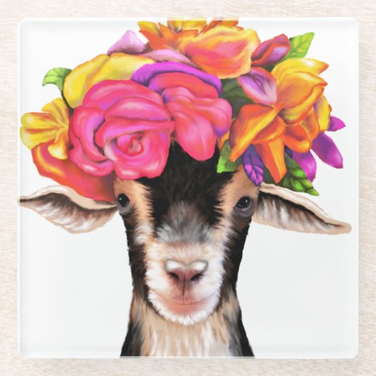 Glazen Onderzetter Posey the Goat (Voorkant)