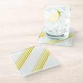 Glazen Onderzetter - tinten van gele diagonale str (Schuin)